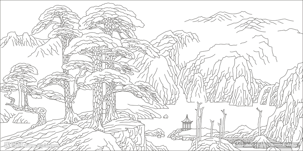 山水画松树