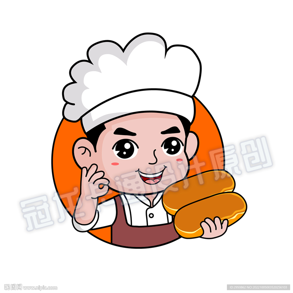 卡通面包师厨师头像