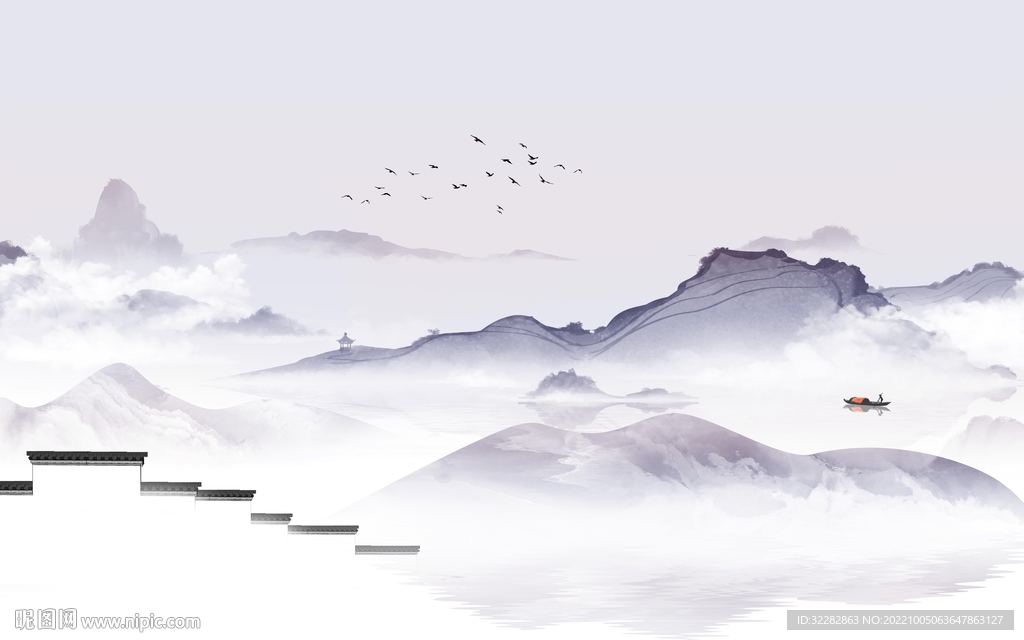 大气现代中式山水 tIf分层