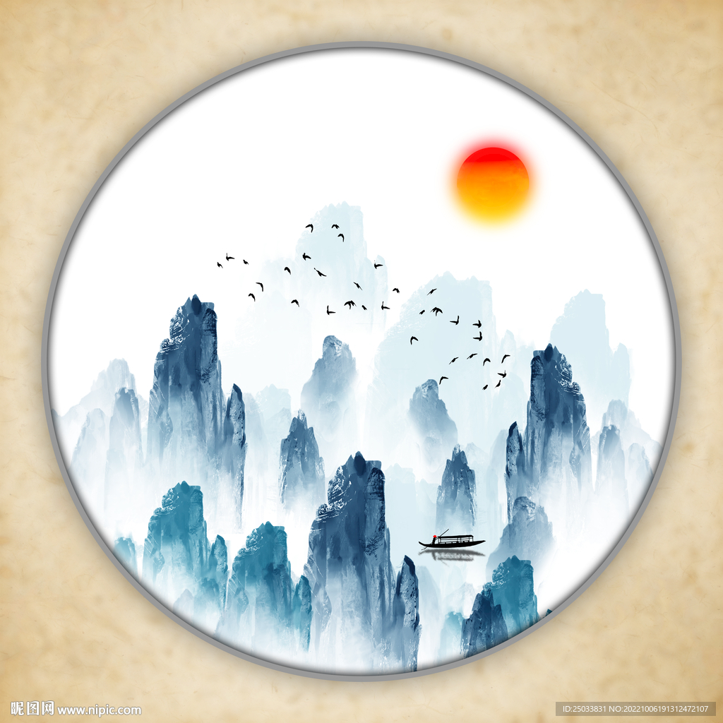 黑白山水画