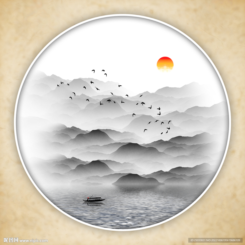 黑白山水画