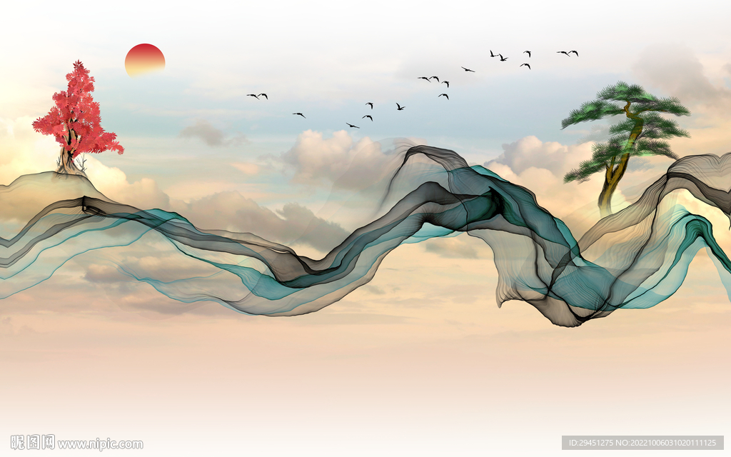 线条新上架背景画 Tif分层