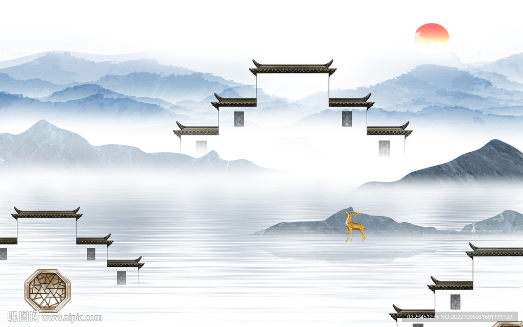 中式新上架山水画 Tif分层