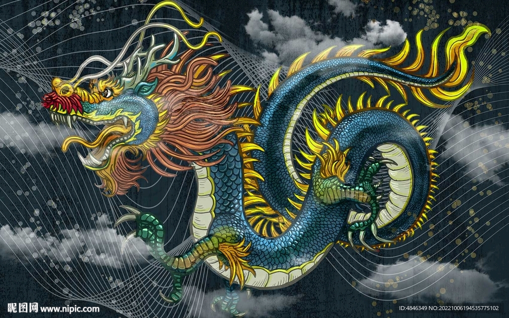 新中式祥龙背景墙