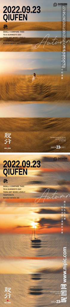 秋分节气海报 黄金节日