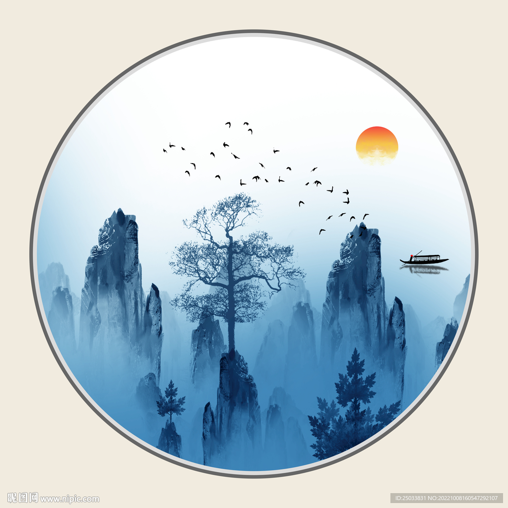 禅意水墨画    