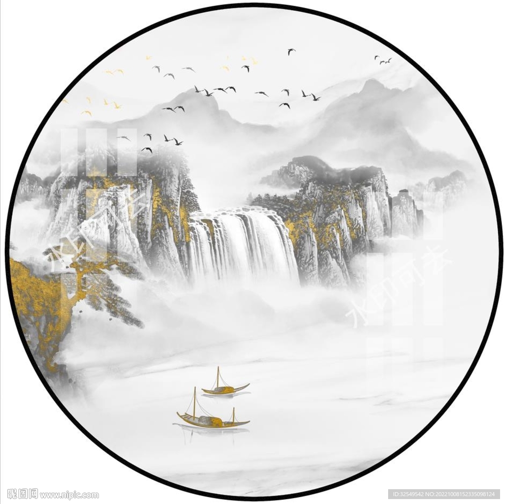 圆形山水画