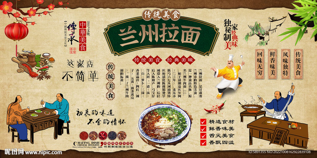 兰州拉面背景墙