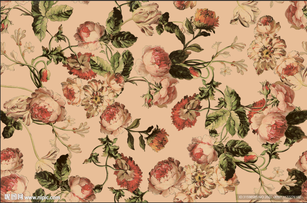 大牌数码印花 手绘花