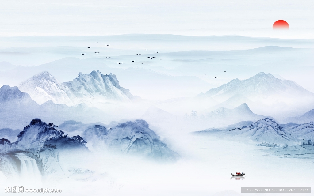 客厅 爆款中式山水 TIf分层