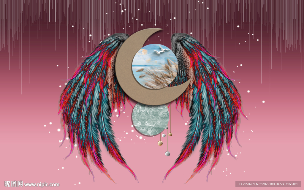 网红翅膀直播背景墙