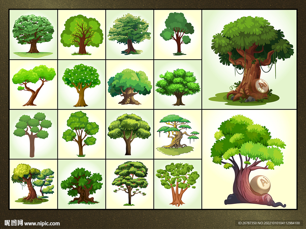 矢量手绘卡通树木系列