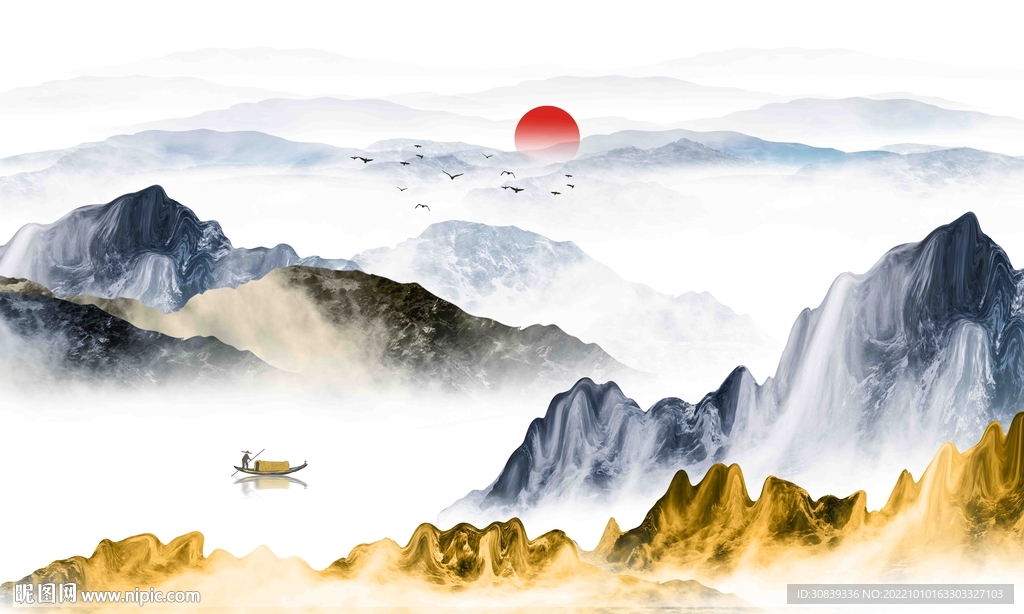 抽象山水壁画