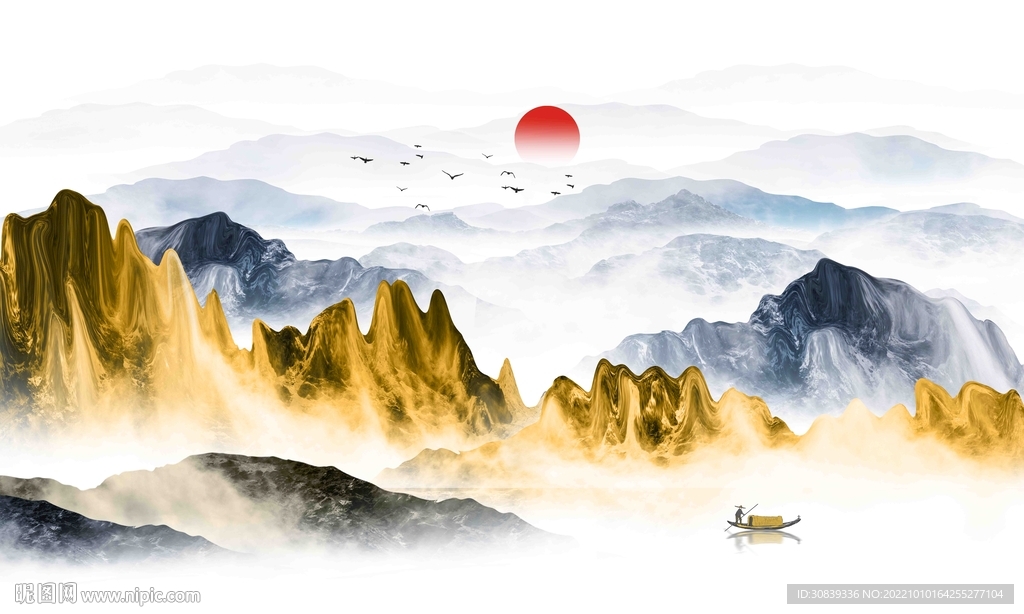 抽象水墨山