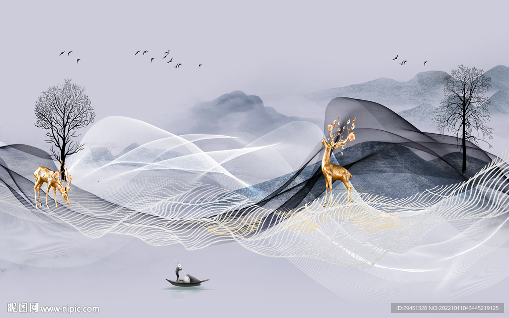 新上架中式客厅墙画 Tif分层