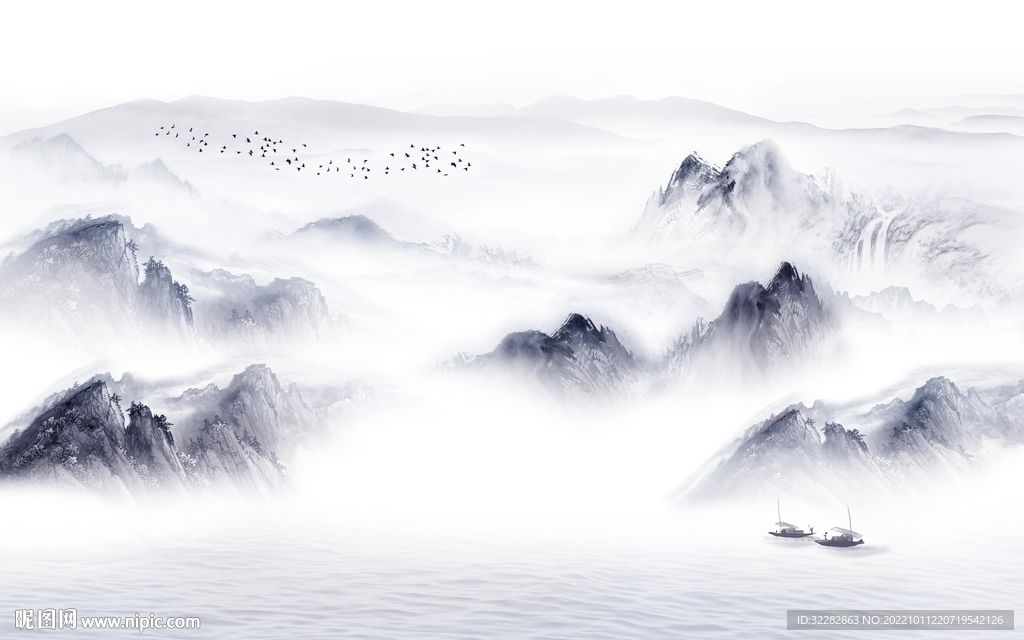 背景墙新上架山水画 tIf分层