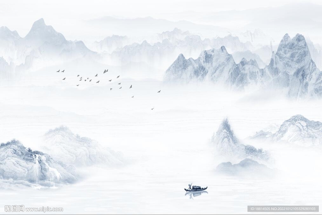 山水风光新中式电视背景墙