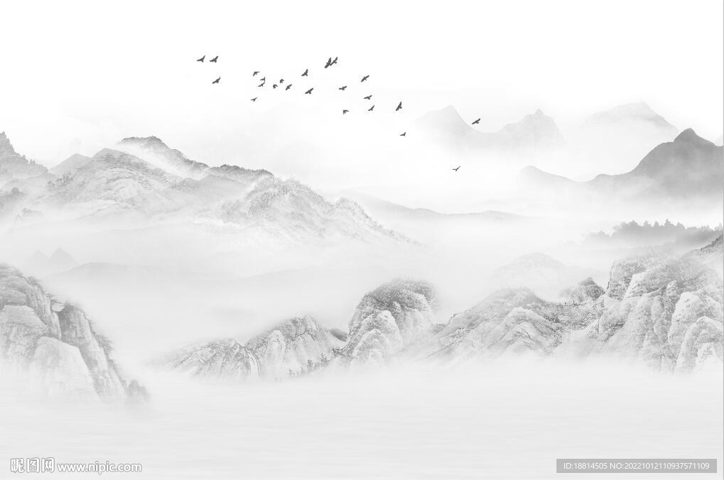 新中式山水背景墙