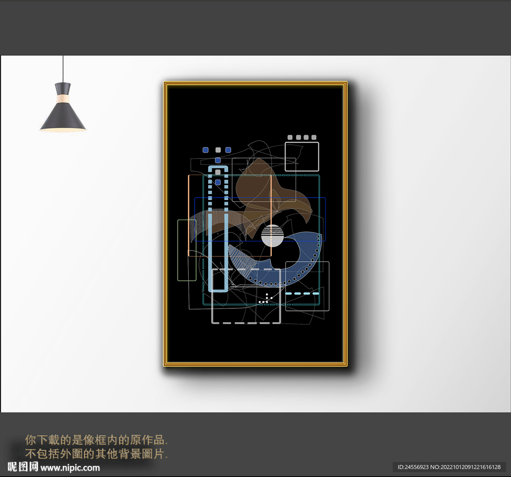 抽象拼接线条色块装饰画