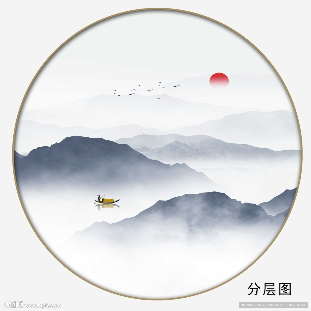 意境水墨山水画