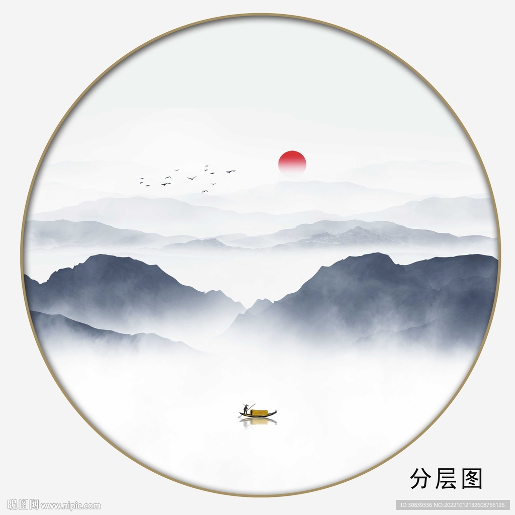 意境水墨山水画