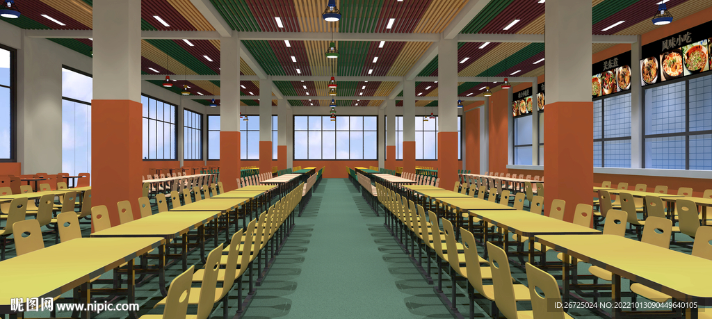 学校食堂室内设计案例效果图