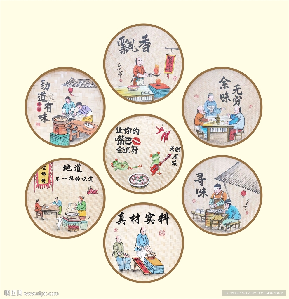 复古农家乐墙壁手绘挂画