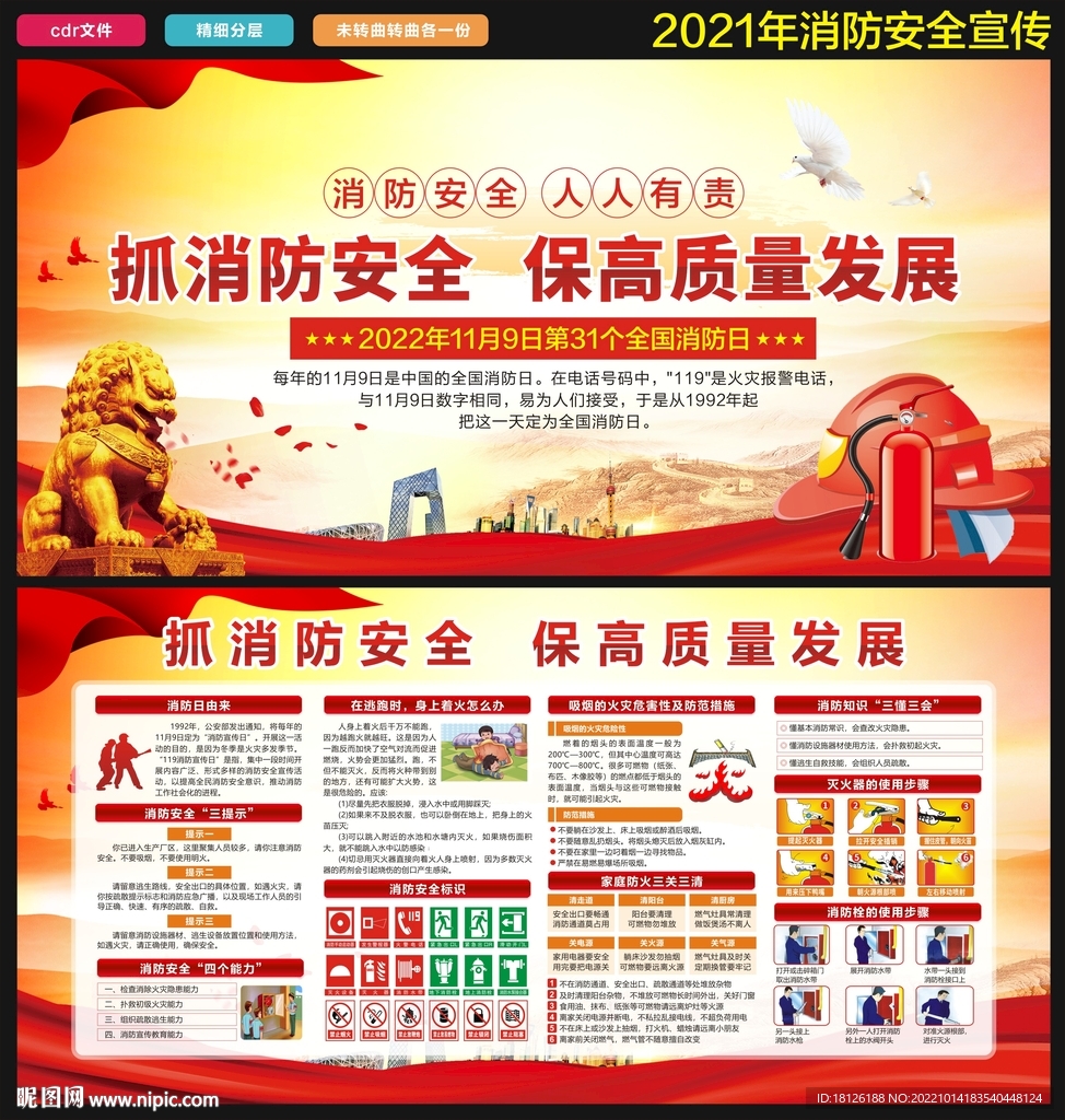 2022年全国消防月展板