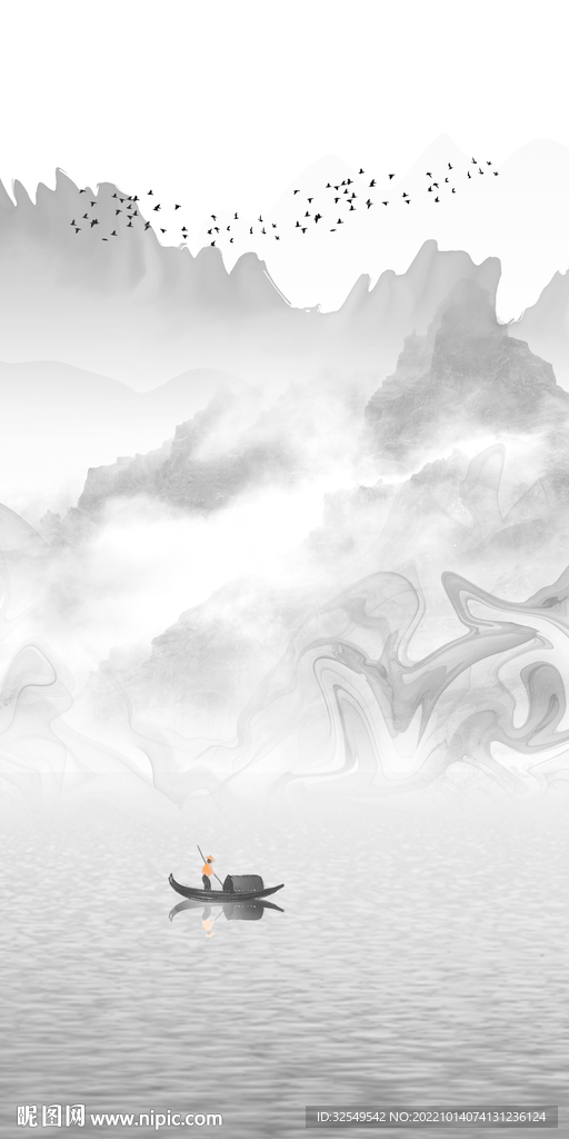 新中式玄关山水画