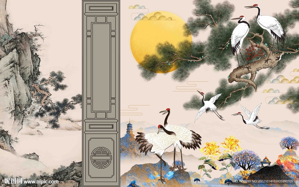 新中式背景墙