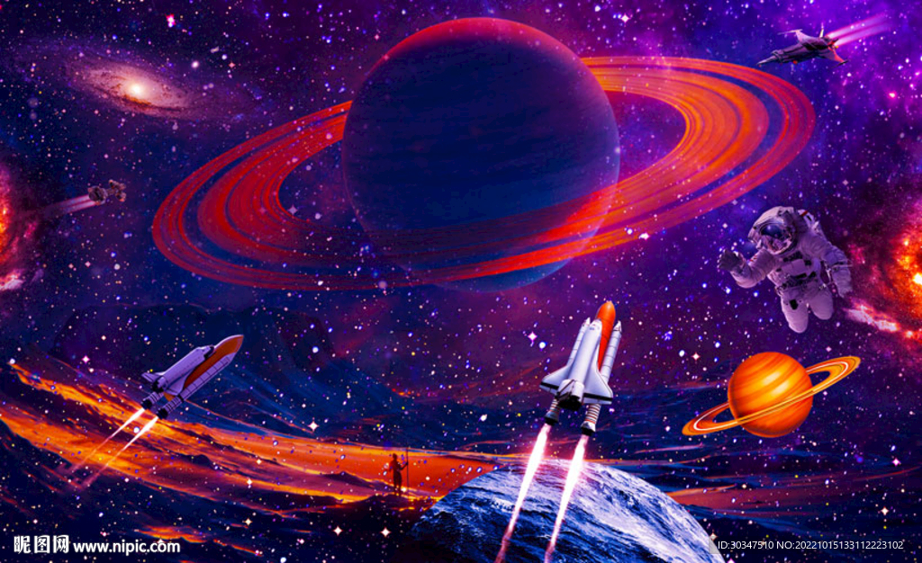 宇宙星空飞船背景