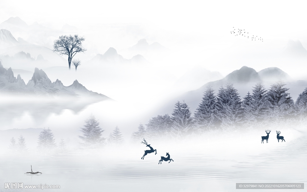 高清 意境山水新画 tif分层