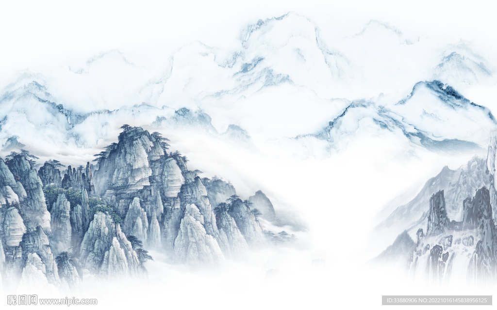 中国风最新款山水画 tif分层