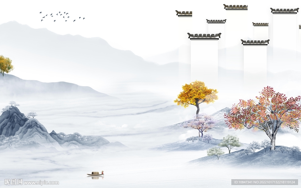 中国风山水图 TIf分层