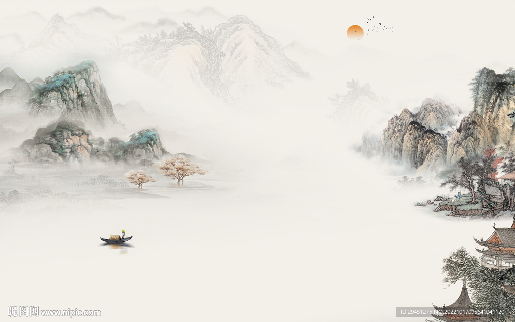 古风简约新山水画 Tif分层