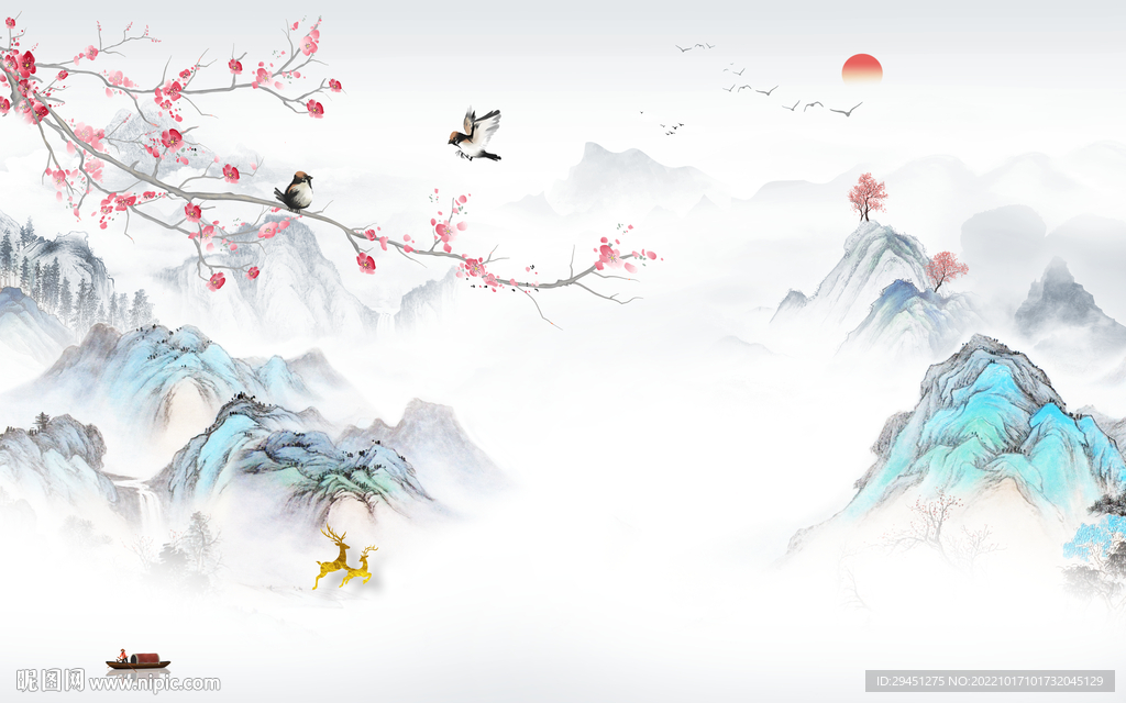 大气简约新山水画 Tif分层