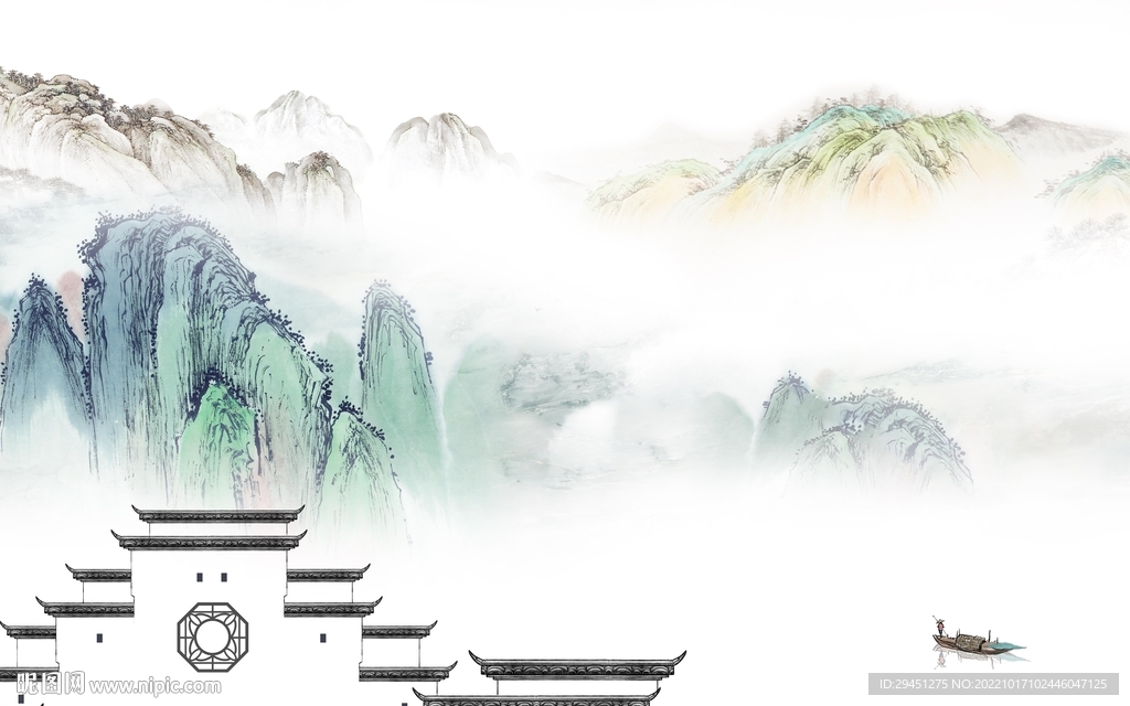 高档 简约新山水画 Tif分层