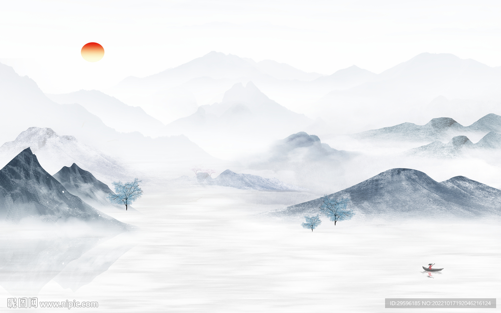 意境新高档山水画 TIF分层