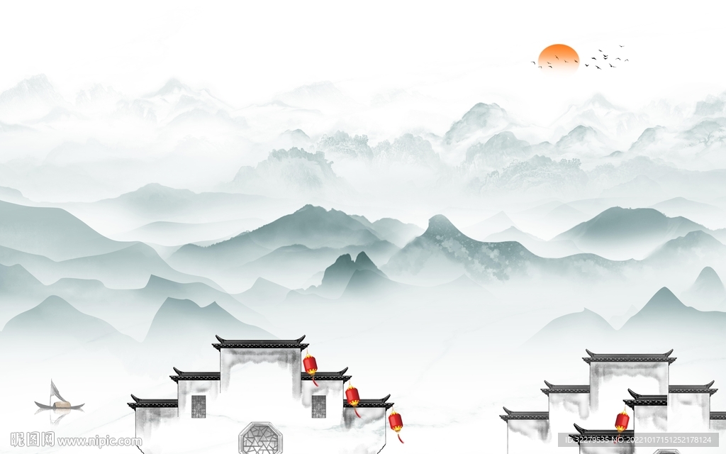 客厅最新款山水画 Ti分层 