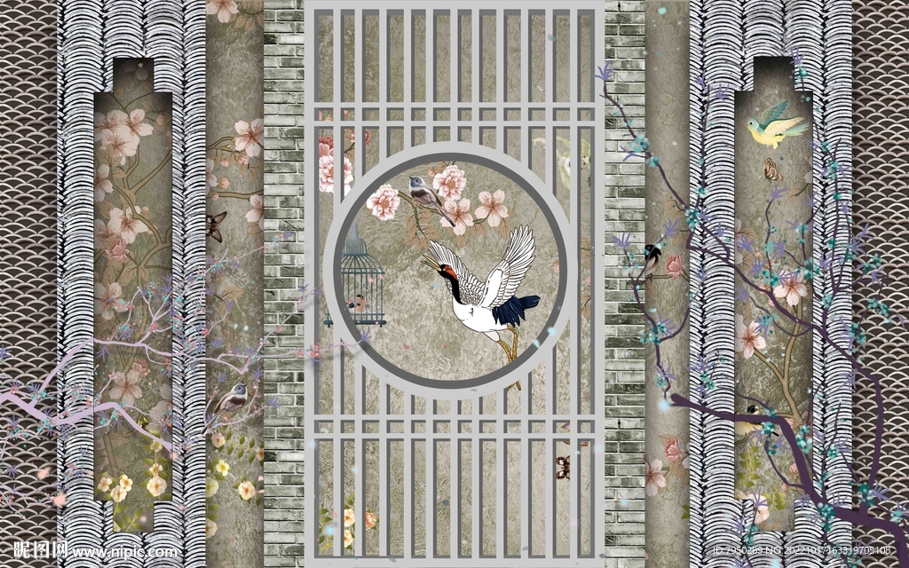 新中式背景墙 