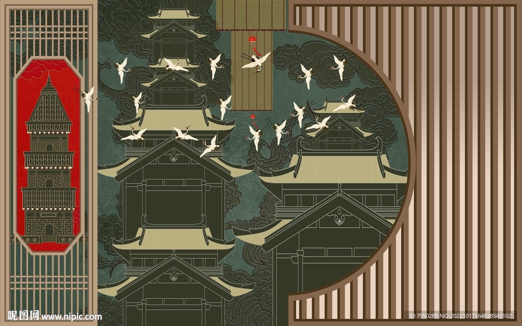 新中式背景墙 