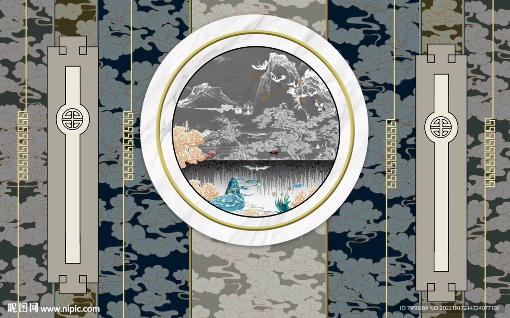 新中式背景墙 