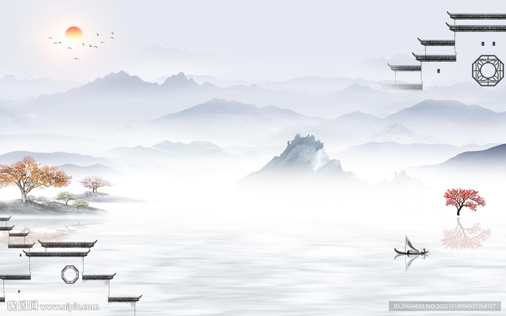 高端 现代大气山水 TIf分层