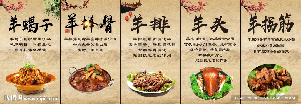 羊棒骨羊蝎子背景墙