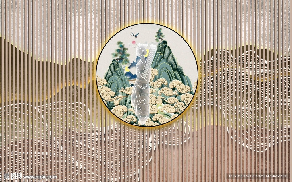 新中式背景墙 