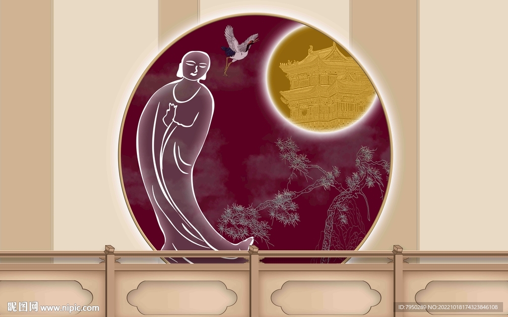 新中式背景墙 