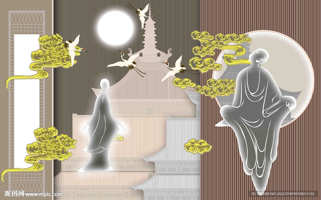 新中式直播背景墙