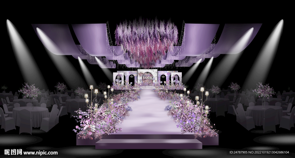 紫色莫奈油画婚礼