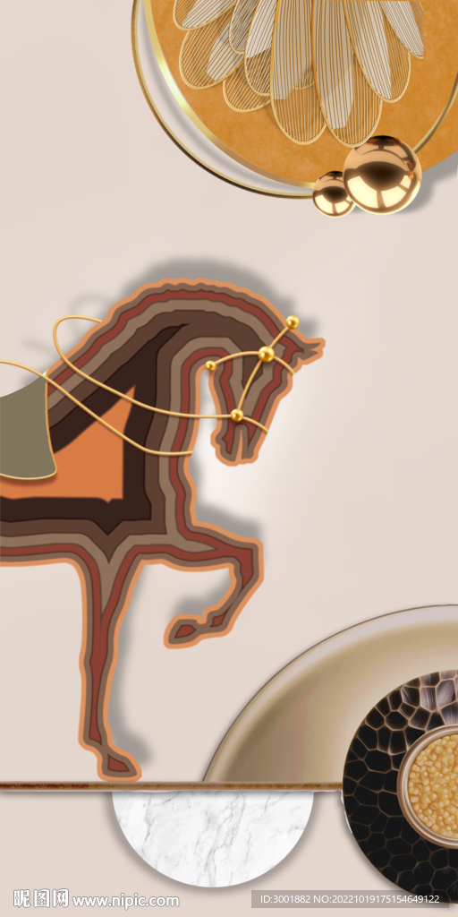 轻奢装饰画 骑士 马