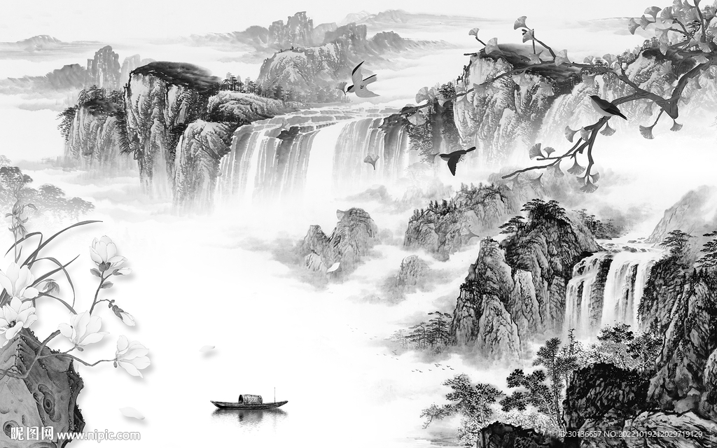 极简最新高雅山水 Tif分层